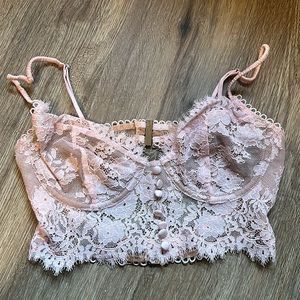 FOR LOVE & LEMONS PINK Faye Lace Bra Top